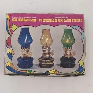 Vintage Set of Three Colors Mini HURRICANE LAMP Box Blue Green Yellow **READ - Picture 1 of 7