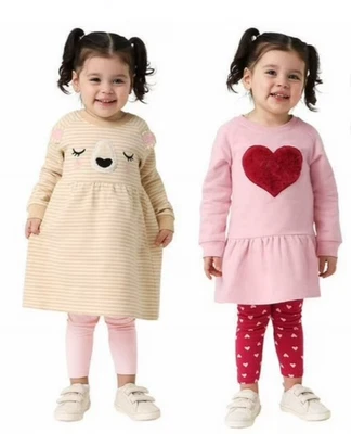 Koala Kids девочек 4шт набор размер 3T медведь/сердце платья леггинсы наряд - Изображение 1 из 4