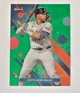2025 TOPPS FINEST JUSTYN-HENRY MALLOY ROOKIE GREEN REFRACTOR SP #/75 TIGERS - Picture 1 of 1