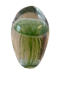 VINTAGE KUNST GLAS QUALLE BRIEFBESCHWERER SKULPTUR LEUCHTET UNTER UV MURANO? - Bild 1 von 4