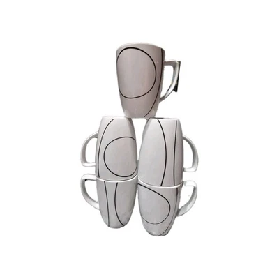 Juego de 5 tazas de café de porcelana Corelle Simple Lines Coordenadas 12 OZ usadas en excelente estado Foto 1 de 4