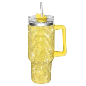 Bicchiere 40 oz con manico-glitter strass bicchiere tazze Bling acciaio inox ste... - Foto 1 di 6