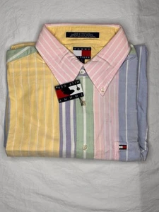 Tommy Hilfiger Vintage 90s Button Down Dress Shirt Short Sleeve Size Large - Picture 1 of 1