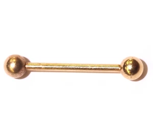 14k yellow gold Bar Ball body piercing jewelry Internally Threaded barbell 1.9g - Picture 1 of 5