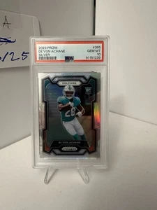 Panini Prizm DEVON ACHANE RC Rookie #365 Dolphins 2023 plata PSA 10 GEMA como nuevo - Imagen 1 de 2
