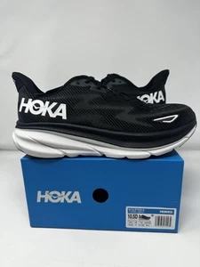 SZ 10.5 D HOKA Men’s Clifton 9 Athletic Shoes BLACK/WHITE 1127895-BWHT NEW - Picture 1 of 6