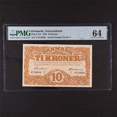 1943 Denmark Nationalbank 10 Kroner Pick#31n PMG 64 Choice UNC - Image 1 of 4