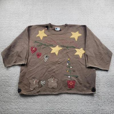 Sudadera De Colección Pro Spirit Mujer Grande Marrón Navidad Pan de Jengibre Árbol Años 90 Foto 1 de 4