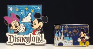 Lote de 2 prendedores comerciales Disneyland Resort Walt Disney Travel Co 2013 Parks Mickey - Imagen 1 de 10