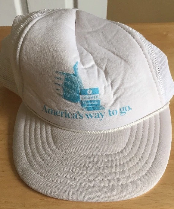 Chrysler Plymouth Americas Way To Go White Vintage Trucker Hat snapback og - Image 1 of 4