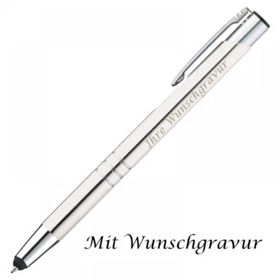 GRAVUR BY LIVEPAC OFFICE 10 Touchpen Kugelschreiber aus Metall mit Gravur / Farbe: weiß