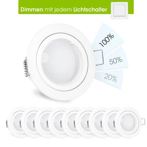 10 Stück linovum® LED Einbauspot weiß rund neutralweiß fourSTEP Dim 5W 230V - Bild 1 von 10
