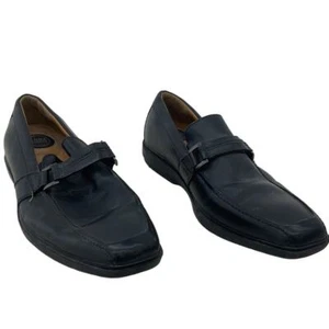 Croft & Barrow Men's Black Leather Buckle Loafers 9.5 Preowned - Picture 1 of 7