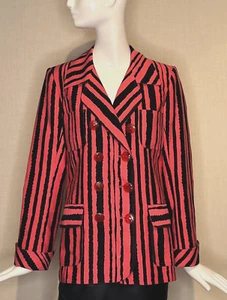 True Vintage 1990s CHRISTIAN LACROIX Bold Striped Cotton Jacket Size 40 France - Picture 1 of 15