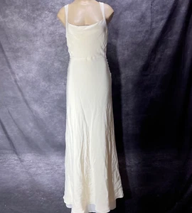 J Crew Maxi Slip Dress Womens 6 Cream 100% Silk Cross Strap Button Side Bridal - Picture 1 of 16
