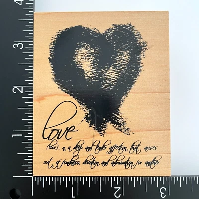 Sello de goma montado en madera afecto profundo definición corazón club chatarra definición de amor Foto 1 de 3