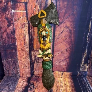 Antique Handmade Mayan Aztec Obsidian Axe Rainstick Mexican Folk Art 17" READ - Picture 1 of 14
