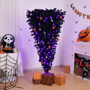 6Ft Pre-lit Artificial Christmas Tree 650 Branches with 250 LED Lights Black - Picture 1 of 10