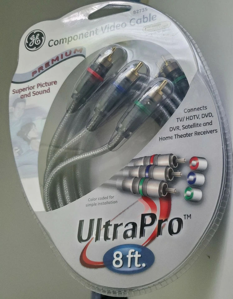 New Sealed GE Component Video Cable 82735 Ultra Pro 8 Feet Color Coded Premium - Image 1 of 4