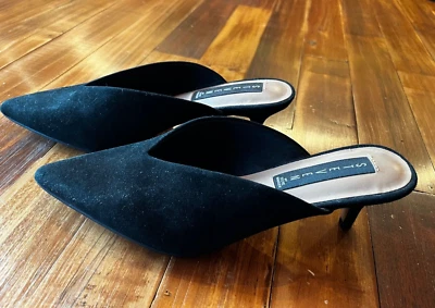 New Steven by Steve Madden Ainsley Black suede pointy toe mules 8.5 - Image 1 of 4