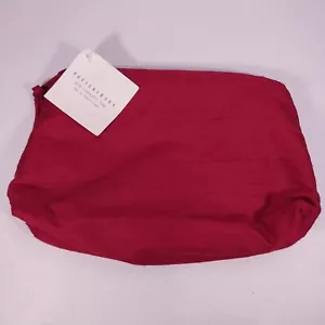 Pottery Barn Red Silk Cosmetic Bag 9"x5" Zippered Makeup Pouch - Picture 1 of 15