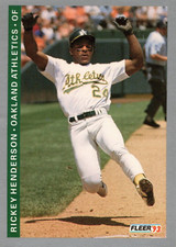 1993 Fleer Fruit of the Loom # 29 Rickey Henderson Oakland Athletics