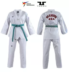 Dobok Basic Tusah Uniform für Taekwondo mit Stickerei auf der Rückseite zugelassen Wt - Bild 1 von 5