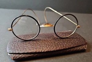 Antique 1910-30s Bausch & Lomb SQ ARTSHEL Eyeglasses Black 12/14K Gold Small - Picture 1 of 18