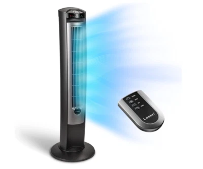 Ventilador Torre LASKO Oscilante 42" Control Remoto, Temporizador 3 Velocidades Silenciosas Plateado (G) Foto 1 de 4