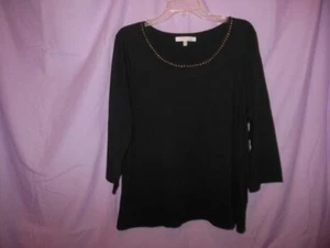 Ladies Company Ellen Tracy Black Top 1X Bead Accents - Picture 1 of 3