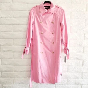 Anne Klein HOT Pink Trench Coat Dress Bubblegum Barbie Womens Jacket SZ 6 NEW - Picture 1 of 5