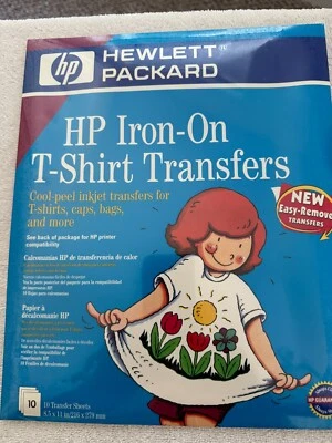 Hewlett Packard C6049A Iron-On T-Shirt Transfers - 10 sheets 8.5 x 11 - NIP - Image 1 of 2