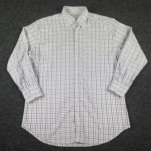 Peter Millar Shirt Mens Large Plaid White Purple Button Up Long Sleeve Easycare - Picture 1 of 12