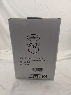 Cesta de residuos cuadrada moderna de acero inoxidable 1915, negra mate, 3,2 galones,... Foto 1 de 2