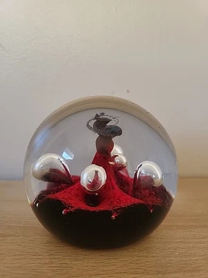 Caithness Vibrant Red  Moonflower  Large Paperweight - Image 1 of 3