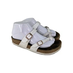 Birkenstock Mayari Damen Pantolette Sandale US 7 weiß Zehenschlaufe Birko-Flor Schuhe - Bild 1 von 10