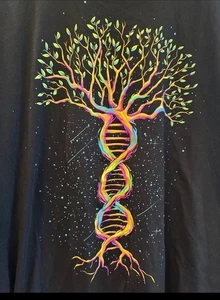 Size XL Into the AM T Shirt Tree of Life DNA Graphic Tee Neon Black CHROMOSOME - Picture 1 of 11