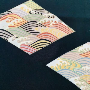 Japan Sea #A 14,5x65 LUNGO tessuto kimono seta nero dipinto a mano Tomesode ToF71 - Foto 1 di 7