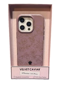 NUEVA FUNDA DE TELÉFONO TERCIOPELO CAVIAR IPHONE 16 PRO DISEÑO DE FLORES MAGSAFE COMPT - Imagen 1 de 2