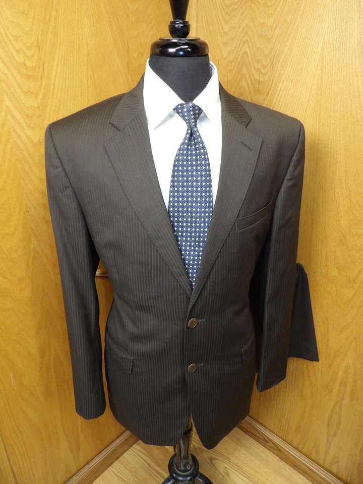 Terno masculino Park Avenue 42r 36 X 30 marrom listra de giz mistura de lã escolha ponto L#19 - Imagem 1 de 4