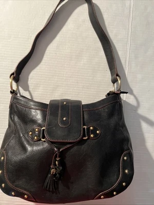 Vintage 80s 90s ETIENNE AIGNER Black Pebbled Leather Handbag Shoulder Tote Bag - Image 1 of 4