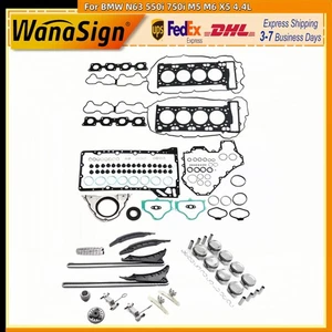 For BMW N63 550i 750i M5 M6 X5 4.4 V8 Head Gasket Piston & Ring Timing Chain Kit - Picture 1 of 16