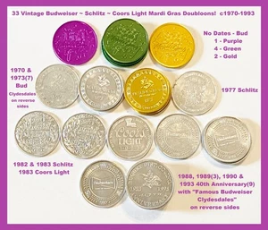 RARO! Budweiser Clydesdales Schlitz Coors Light De Colección Mardi Gras Cerveza Doble Lote - Imagen 1 de 14