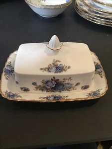 TOZZ57 Royal Albert Moonlight rose Lidded Butter Dish & BOXED CUTLERY - Picture 1 of 22