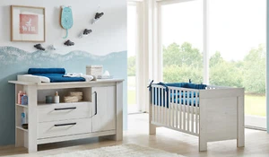 Babyzimmer Set 2-tlg. XXL-Wickelkommode Soft-Close / Babybett 70 x 140 cm - Bild 1 von 3