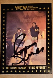 Tarjeta de marketing firmada autografiada del Campeonato Rick Steiner de la WCW #104 1991 WWE - Imagen 1 de 3