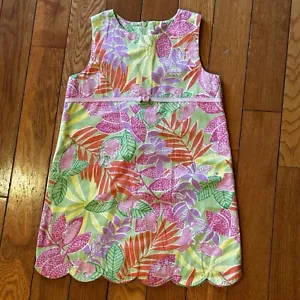 Vintage Lilly Pulitzer Girls Sz 6 Tropical Frogs Scalloped Hem Sleeveless Dress - Picture 1 of 6