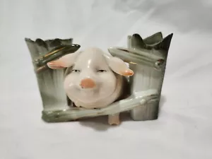 Royal Bayreuth PreWar Germany Green Fairing Pink Pig Fence Posts - Picture 1 of 11