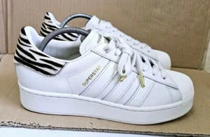 NUEVO EN CAJA ADIDAS SUPERSTAR AUDAZ ZAPATILLAS TALLA UK 7.5 BEIGE CON PELO DE PONY LEOPARDO NUEVAS - Imagen 1 de 11