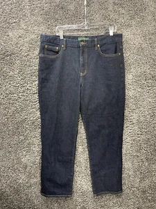 Lauren Jeans Co. Ralph Lauren Jeans Women's 16 Blue Denim Dark Wash Straight Leg - Picture 1 of 9